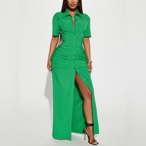 Jennifer Collared Maxi Dress - Green